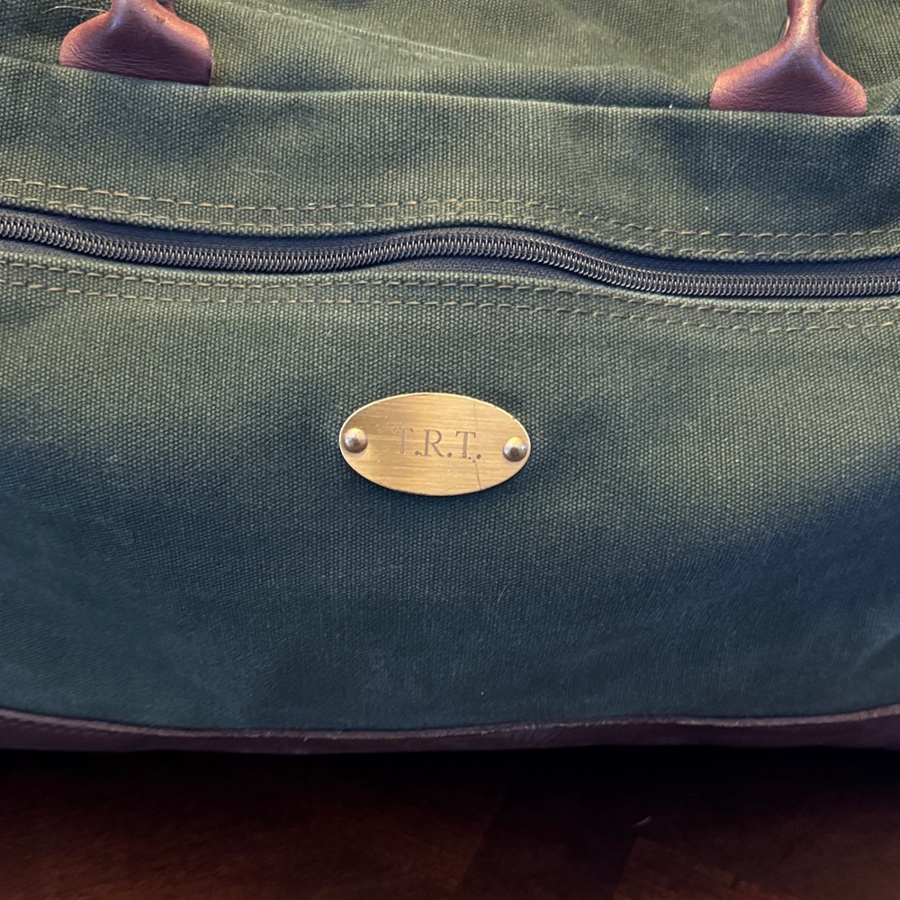 Vintage ORVIS BATTENKILL 25" Green Canvas Leather Duffle Bag - EUC - Picture 5 of 14